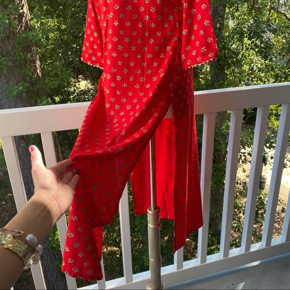 Janasya Indian Long Red Midi Dress w Tassel Medium - Picture 8 of 10